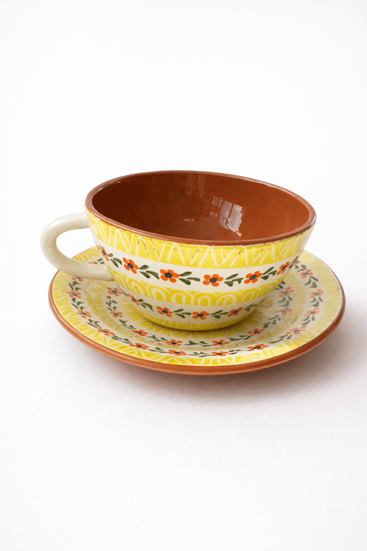 Juego de taza y plato de la colección el jardín de Portugal
