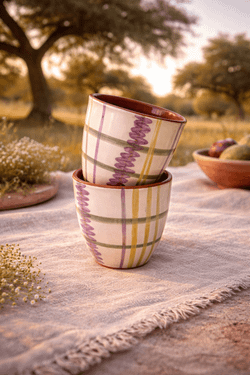 Vasos de cerámica pintados a mano